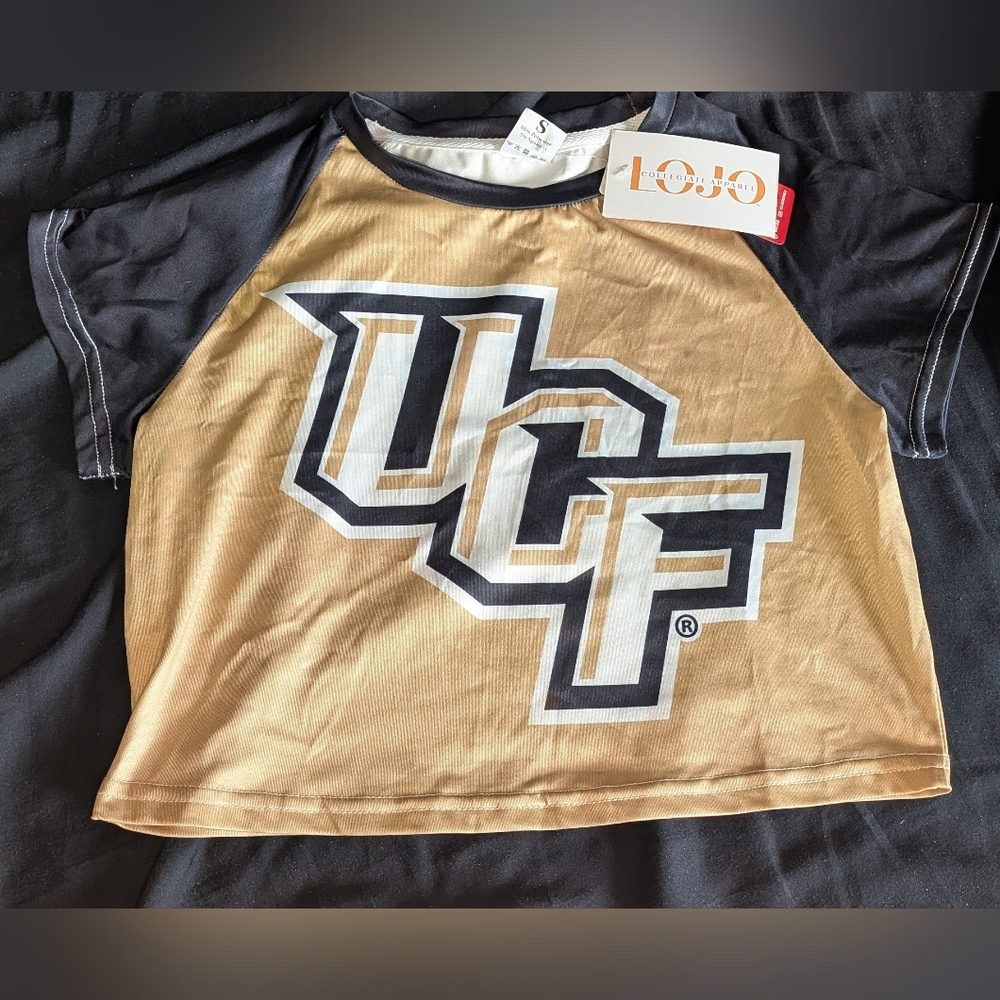 NWT,UCF Knights,Black/Gold, Short Sleeve, Dri-fit, Crop Top - Ladies Jr Size Sm